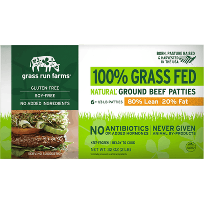 Grass run farms frozen ground beef patties